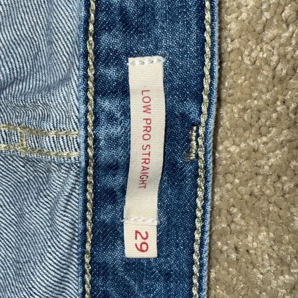 Levi's Blue Boyfriend Jeans with Distressed Knees Low Pro Straight - Picture 6 of 6